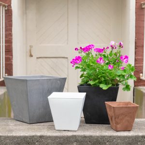 Ella Square Planter 10″ – Artstone Black